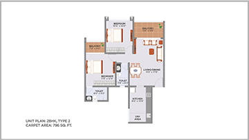 MJ Opera Wakad 2 BHK Unit Plan Type - 2